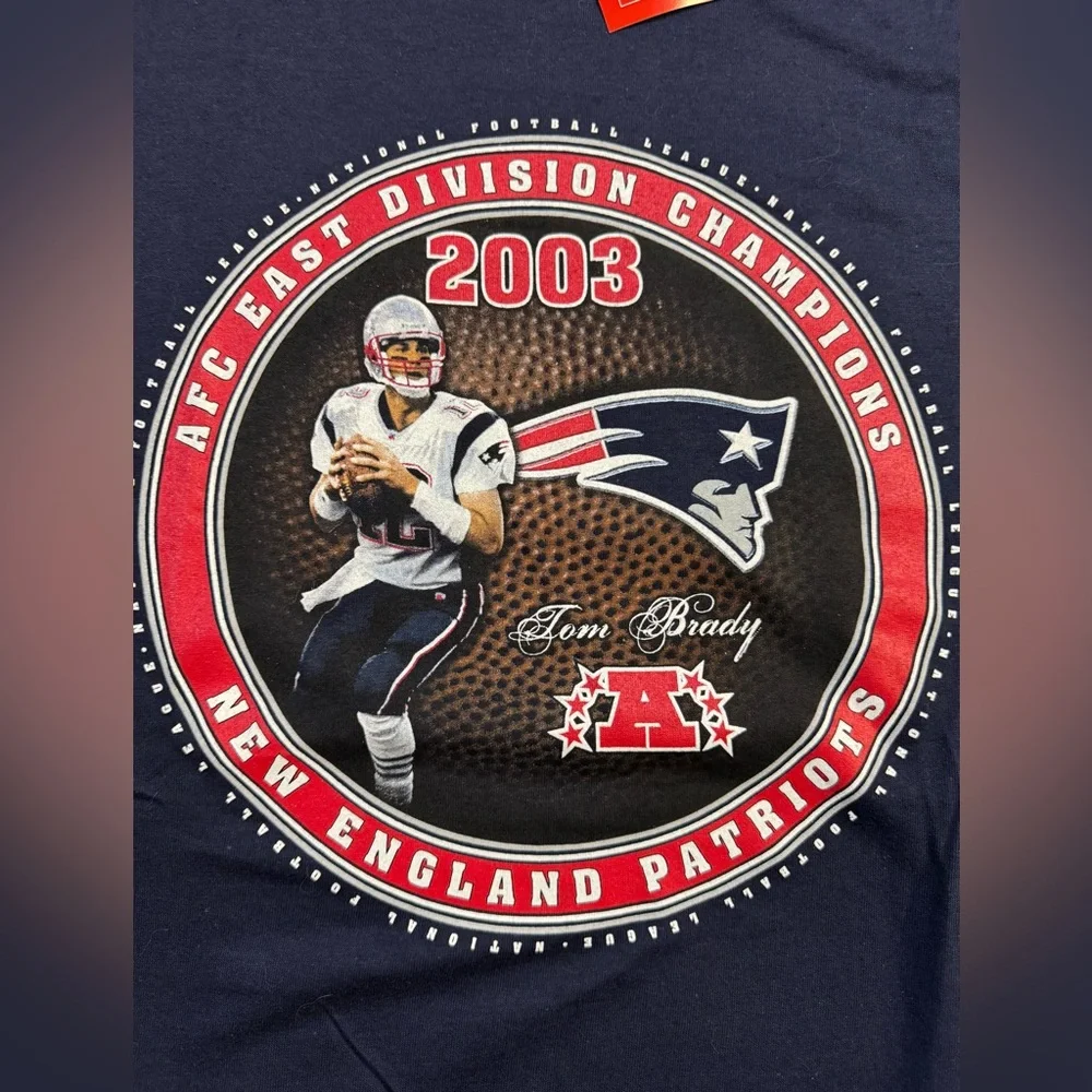 VTG 2003 Patriots Tom Brady AFC Champs T Shirt L NWT‎ NFL Players Inc